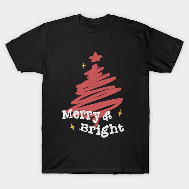 Merry And Bright Christmas Women Girls Kids Toddlers Cute T-Shirt by TRK create